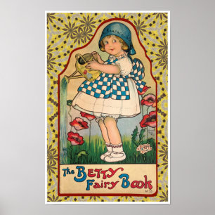 GERECYCLEERDE KUNST: 1920 BOEK HOESJE ILLUSTRATIE POSTER
