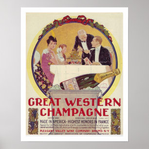 GERECYCLEERDE KUNST: CHAMPAGNE ADVERTEREN C.1915 POSTER