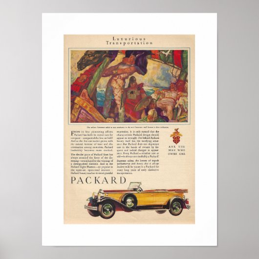 GERECYCLEERDE KUNST: circa 1920 PACKARD ADVERTEREN Poster (Voorkant)