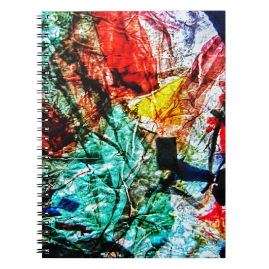 Gerecycleerde plastic foto print blauw abstract notitieboek (Voorkant)
