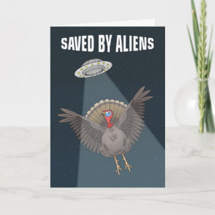 Gered door buitenaardse wezens in een UFO Feestdagen Kaart