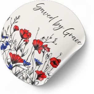 Gered door de genade Christelijke bloemschilderkun Ronde Sticker
