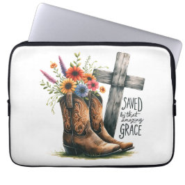 Gered door die geweldige genade laptop sleeve