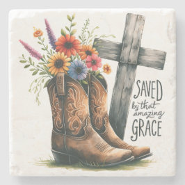 Gered door die geweldige genade stenen onderzetter