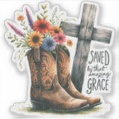 Gered door die geweldige genade sticker (Voorkant)