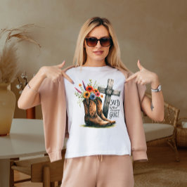 Gered door die verbazingwekkende genade t-shirt