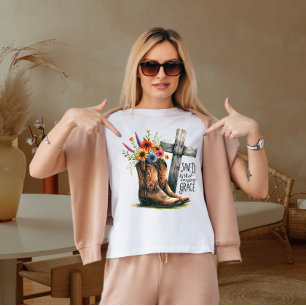 Gered door die verbazingwekkende genade t-shirt