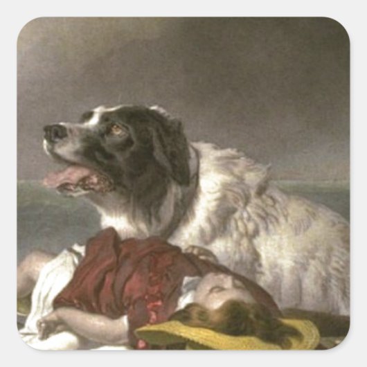 Gered door Edwin Henry Landseer Vierkante Sticker (Voorkant)