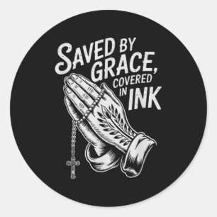 Gered Door Genade Bedekt Met Inkt Christelijk Gelo Ronde Sticker