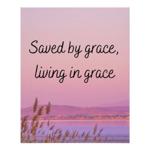 Gered door genade Bijbelvers christelijke typograf Perfect Poster
