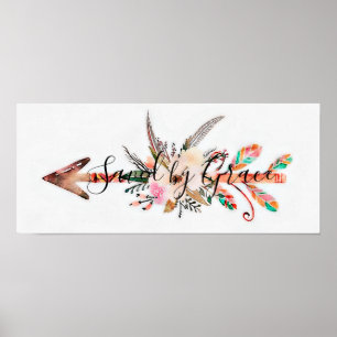 Gered door genade bloemige pijlposter poster
