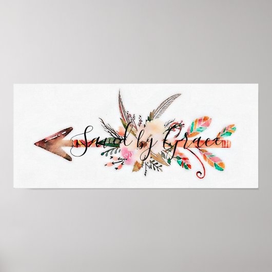 Gered door genade bloemige pijlposter poster (Voorkant)