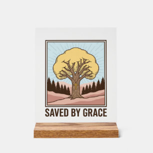 Gered door genade Christelijke boom vintage shirt Acryl Bord