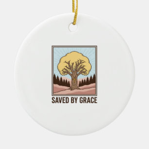 Gered door genade Christelijke boom vintage shirt  Keramisch Ornament