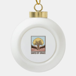 Gered door genade Christelijke boom vintage shirt Keramische Bal Ornament