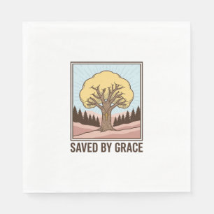 Gered door genade Christelijke boom vintage shirt Servet
