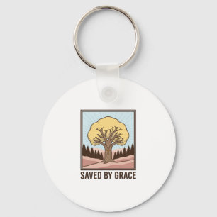 Gered door genade Christelijke Boom Vintage Shirt Sleutelhanger
