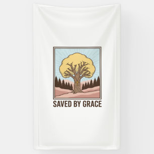 Gered door genade christelijke boom vintage shirt  spandoek