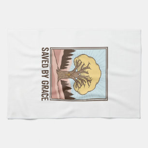 Gered door genade Christelijke boom vintage shirt  Theedoek