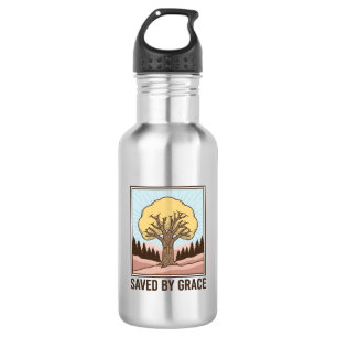Gered door genade Christelijke boom vintage shirt Waterfles
