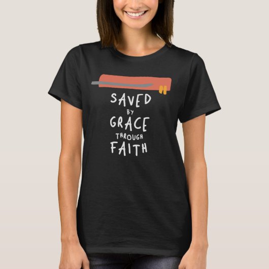 Gered door genade door geloof - Christelijk citaat T-shirt (Voorkant)