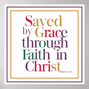 Gered Door Genade Door Het Geloof In Christus Bijb Poster