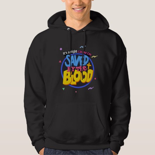 Gered door het Bloed - Christelijk Hoodie (Voorkant)