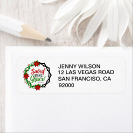 Gered door Zijn Genade Etiket