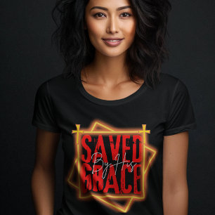 Gered door Zijn genade - Evangelische dankbaarheid T-shirt