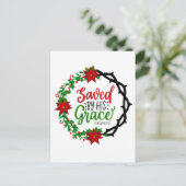 Gered door Zijn Genade Kerstkrans Briefkaart (Staand voorkant)