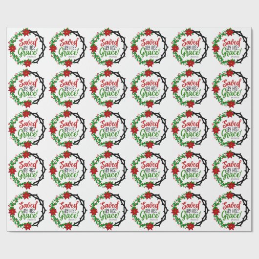 Gered door Zijn Genade Kerstkrans Cadeaupapier (Vlak)