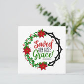 Gered door Zijn Genade Kerstkrans Feestdagenkaart (Staand voorkant)