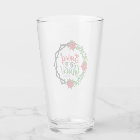 Gered door Zijn Genade Kerstkrans Glas (Achterkant)