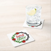 Gered door Zijn Genade Kerstkrans Kartonnen Onderzetters (Insitu)