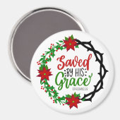 Gered door Zijn Genade Kerstkrans Magneet (Voorkant / Achterkant)