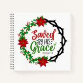 Gered door Zijn Genade Kerstkrans Notitieboek (Voorkant)