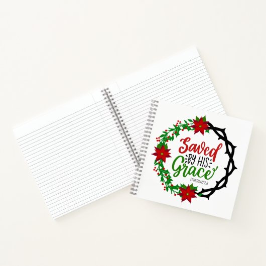 Gered door Zijn Genade Kerstkrans Notitieboek (Binnen)