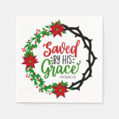 Gered door Zijn Genade Kerstkrans Servet (Voorkant)