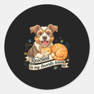 Geredd is mijn favoriete ras hond kat huisdier ado ronde sticker