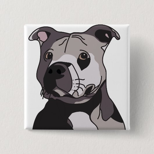 Geredde Amerikaanse Bulldog Pit Bull Terrier Portr Vierkante Button 5,1 Cm (Voorkant)