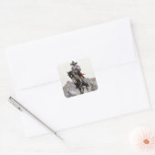 Geredde westerse kunst van NC Wyeth Vierkante Sticker (Envelop)