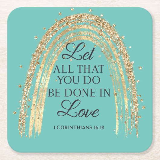 Gereed in Love Gold Rainbow Kartonnen Onderzetters (Voorkant)