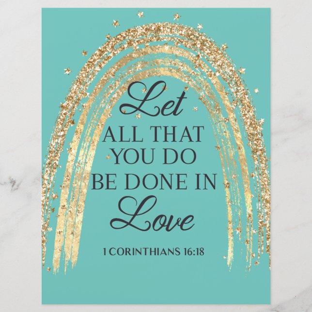 Gereed in Love Gold Rainbow Scrapbook Paper (Voorkant)