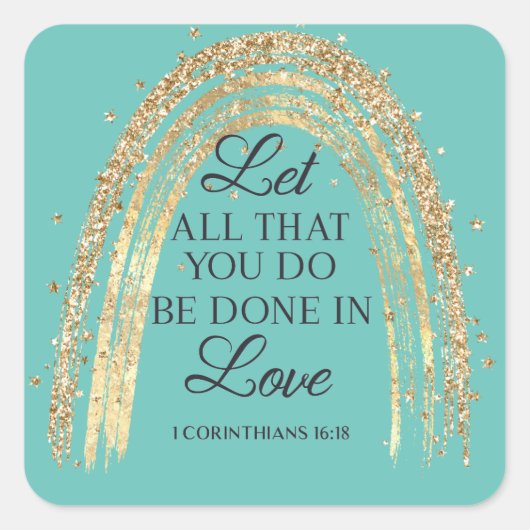 Gereed in Love Gold Rainbow Vierkante Sticker (Voorkant)