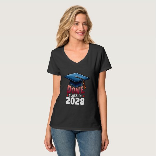 Gereed Klasse van 2028 Afstuderen Afstuderen Senio T-shirt (Voorkant volledig)