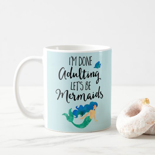 Gereed Mermaids Funny Quote Koffiemok (Met donut)