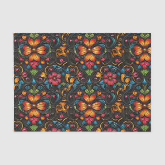 Gereedgemaakt gegraveerd lederen look bloemen tissuepapier (Voorkant)