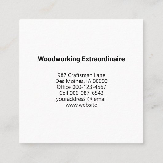 Gereedgemaakt houtexture Woodworking Craftsman Vierkante Visitekaartje (Achterkant)