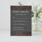 Gereedgemaakt lederen krijtbord bruiloft RSVP (Staand voorkant)