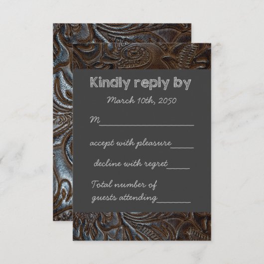 Gereedgemaakt lederen krijtbord bruiloft RSVP (Voorkant / Achterkant)